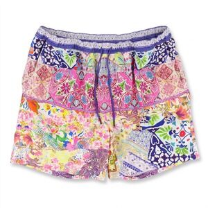Johnny Was Swim Trunks Mens XXL Patchwork Floral Paisley Board Shorts Mesh